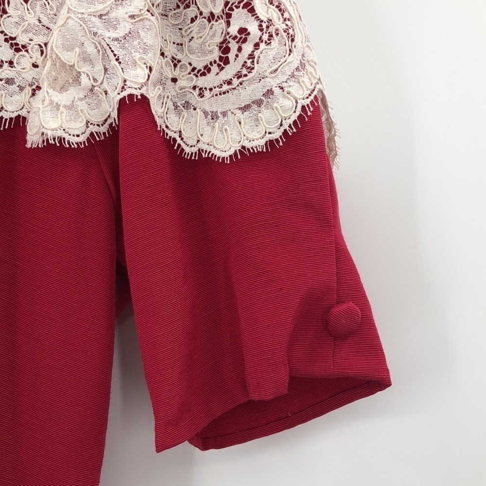 Vtg 80s Top Jacket High Low Peplum Size M Edwardian Victorian Style - Picture 4 of 7